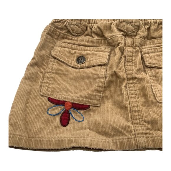 Koala Kids Baby Girl Corduroy Skirt 12M With Floral Embroidery & Pockets Brown - Picture 8 of 11